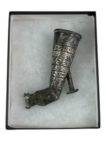 Ancient-Style Metal Rhyton Vessel