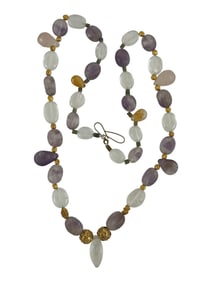 Gemstone and Gold-Tone Bead Necklace