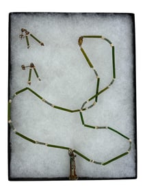 Stone Bead Necklace with Pendant