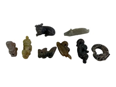 Chinese Carved Jade Vessel and Amulet Group