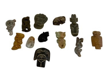 Chinese Carved Jade and Hardstone Amulet Group