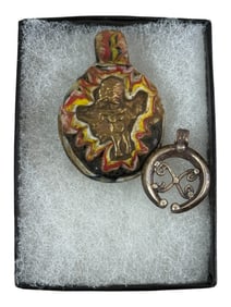 Glass and Metal Amulet Pendant Group
