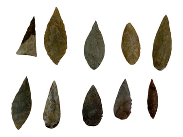 Stone Neolithic Arrowhead Point Group
