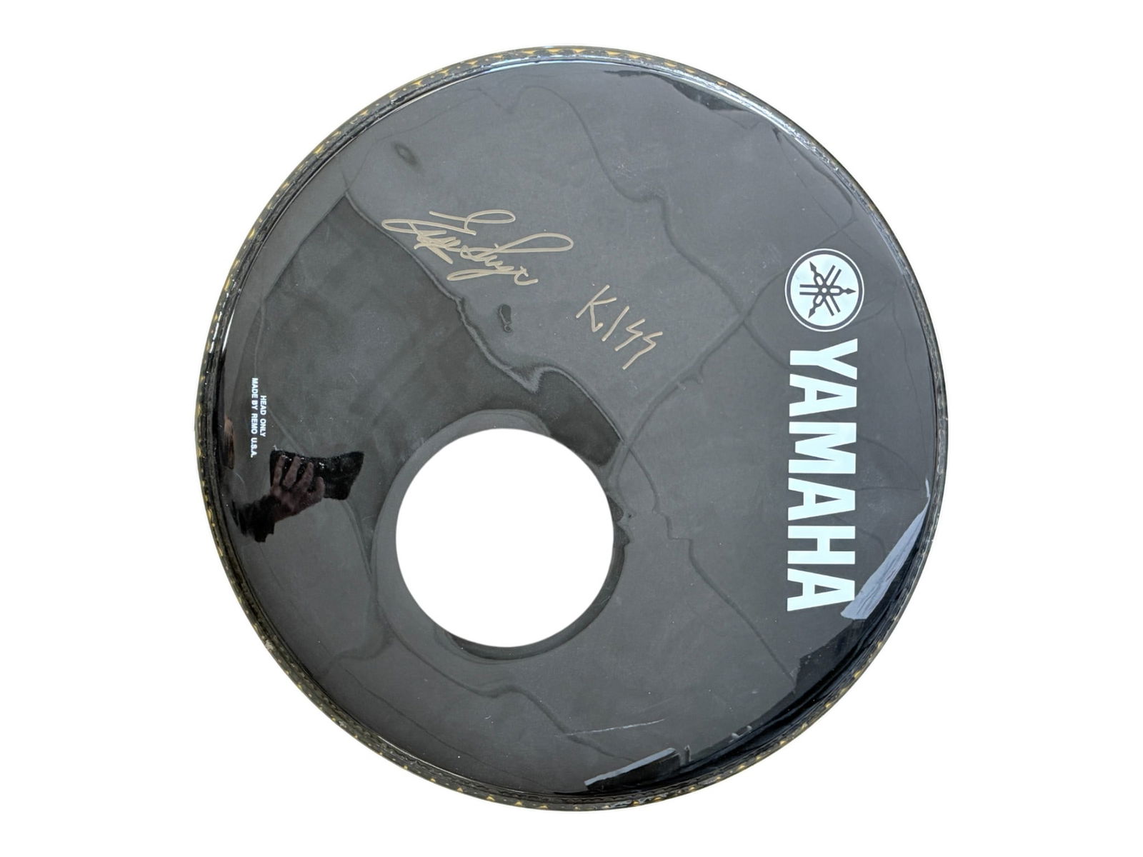 Signed Yamaha drum head, KISS: Signed Yamaha drum head, KISS