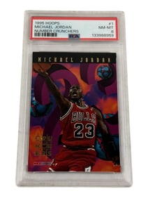 1995 Hoops Michael Jordan Number Crunchers PSA 8