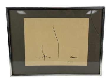 Framed Picasso-Style Minimalist Line Drawing