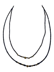 Double Strand Beaded Necklace with Gold-Tone Accents