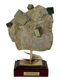 Pyrite Crystal on Stand, Navajun Spain