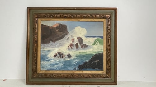 Oil on Canvas Seascape Painting Signed Lower Right