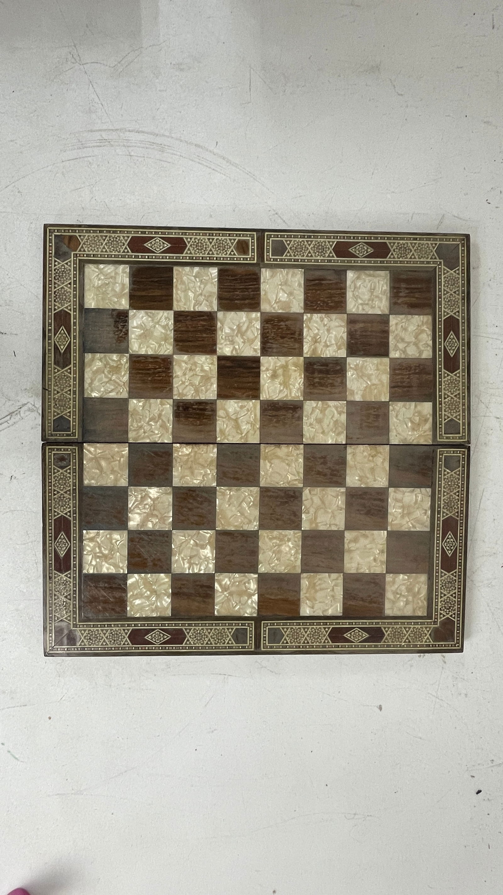 Vintage Mother of Pearl Backgammon Board: Vintage Mother of Pearl Backgammon Board