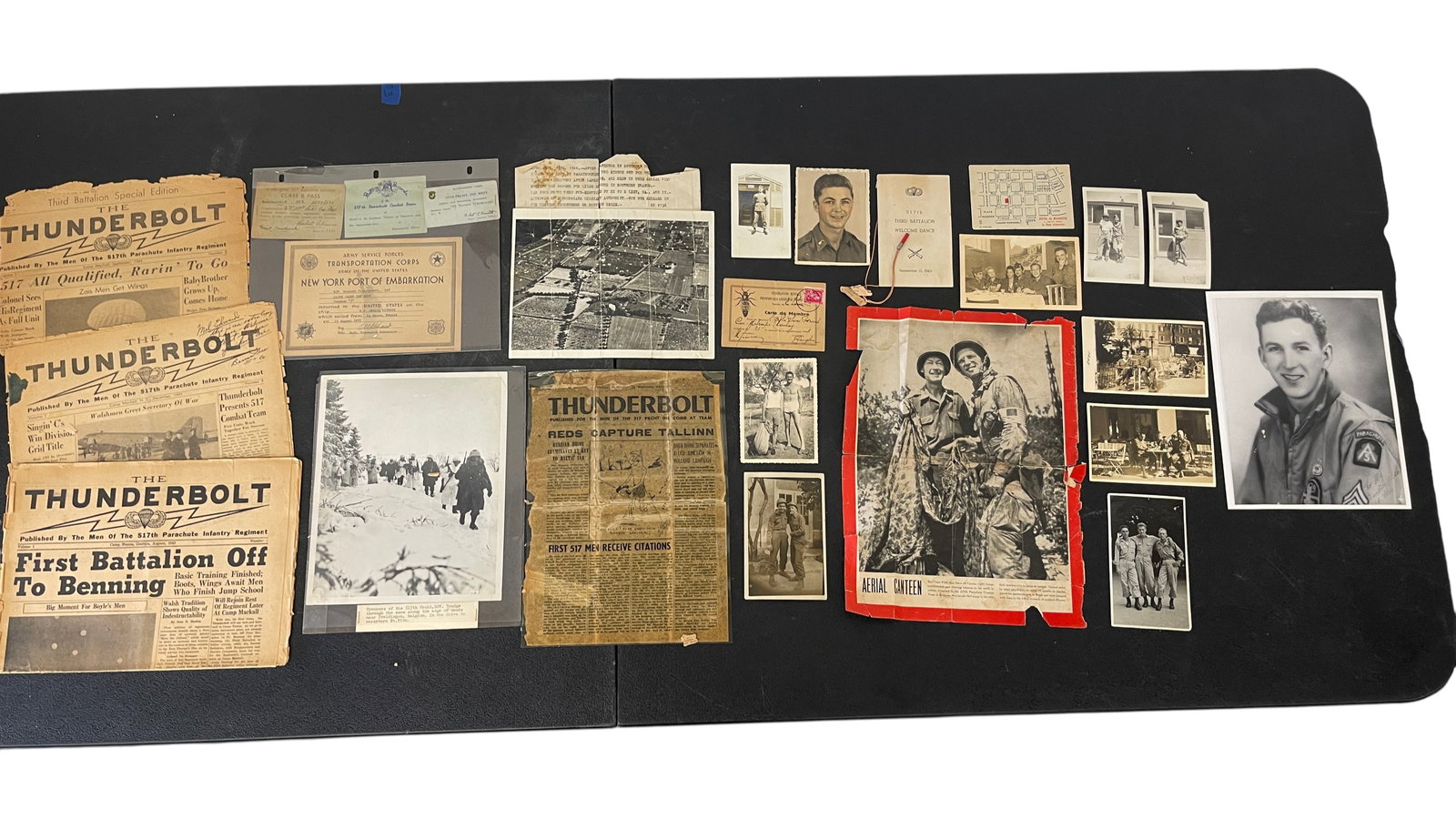 US WWII 517th Parachute Infantry Regiment Photographs and Ephemera Collection: US WWII 517th Parachute Infantry Regiment Photographs and Ephemera Collection