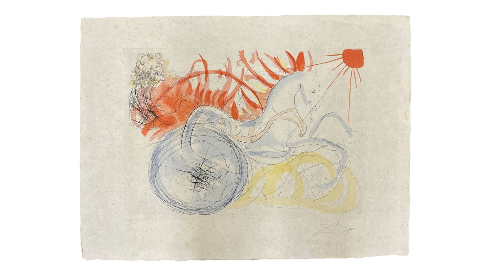 Salvador Dali. "Elijah and the Chariot" Colored Etching: Salvador Dali. "Elijah and the Chariot" Colored Etching. Signed in pencil. Numbered 68/250