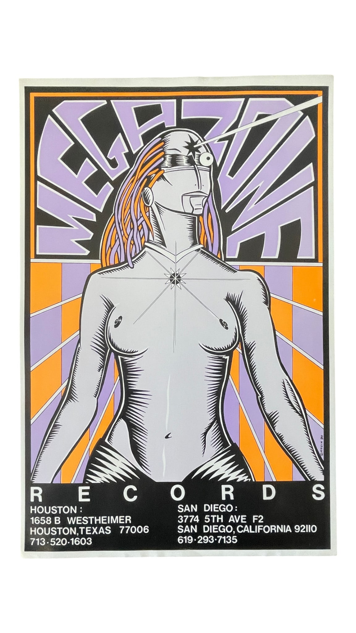 Megazone Records Vintage 1990s Poster: Megazone Records Vintage 1990s Poster