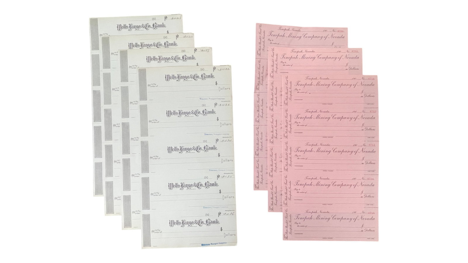Lot of Wells Fargo & Tonopah Mining Checks: Lot of Wells Fargo & Tonopah Mining Checks