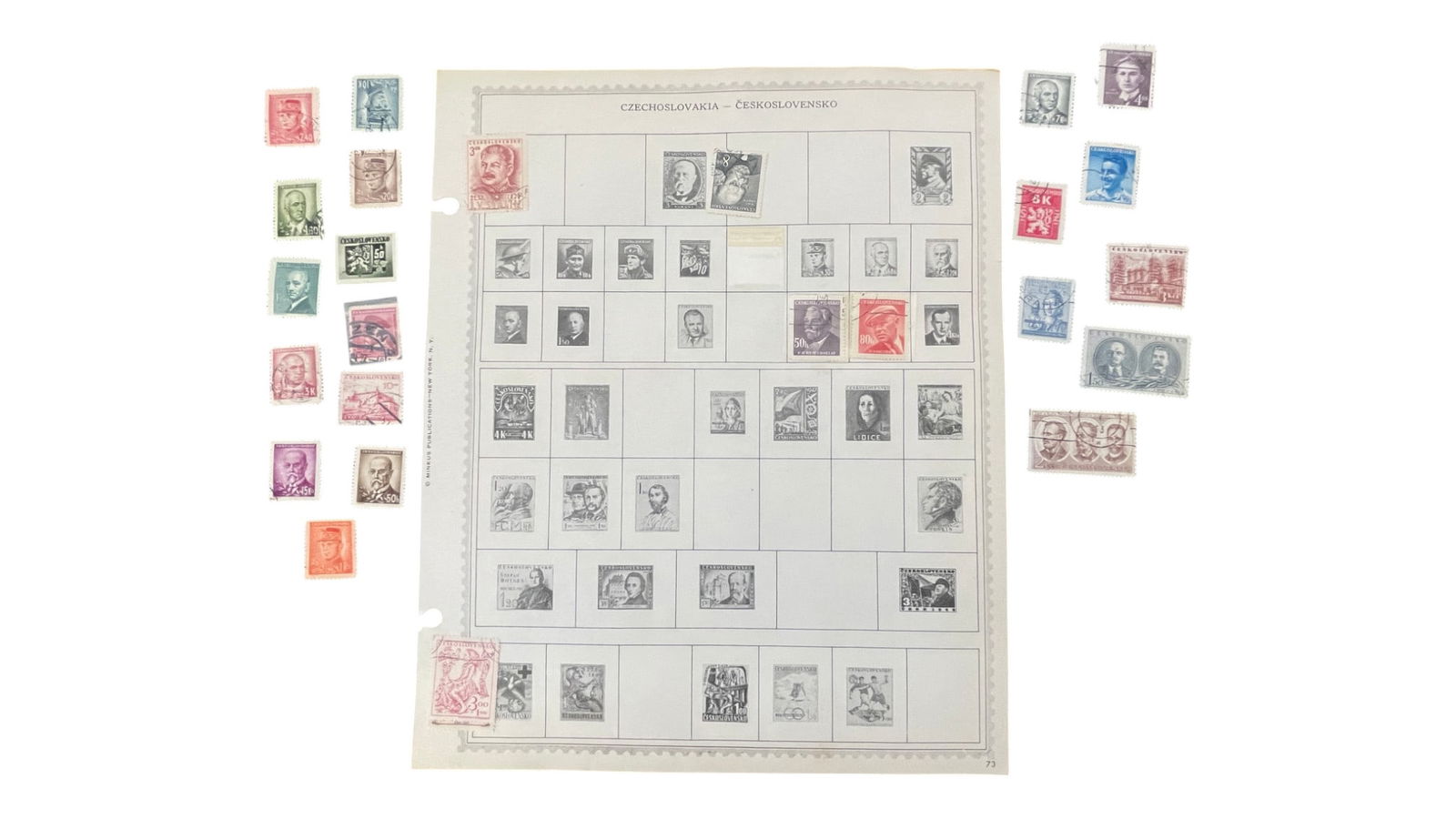 Czechoslovakia Stamp Page & Loose Stamps Lot: Czechoslovakia Stamp Page & Loose Stamps Lot