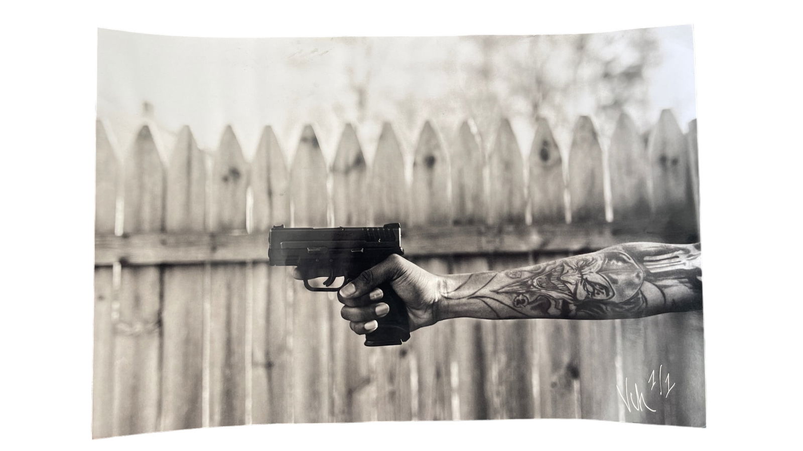 Signed Black and White Pistol Photo Print: Signed Black and White Pistol Photo Print