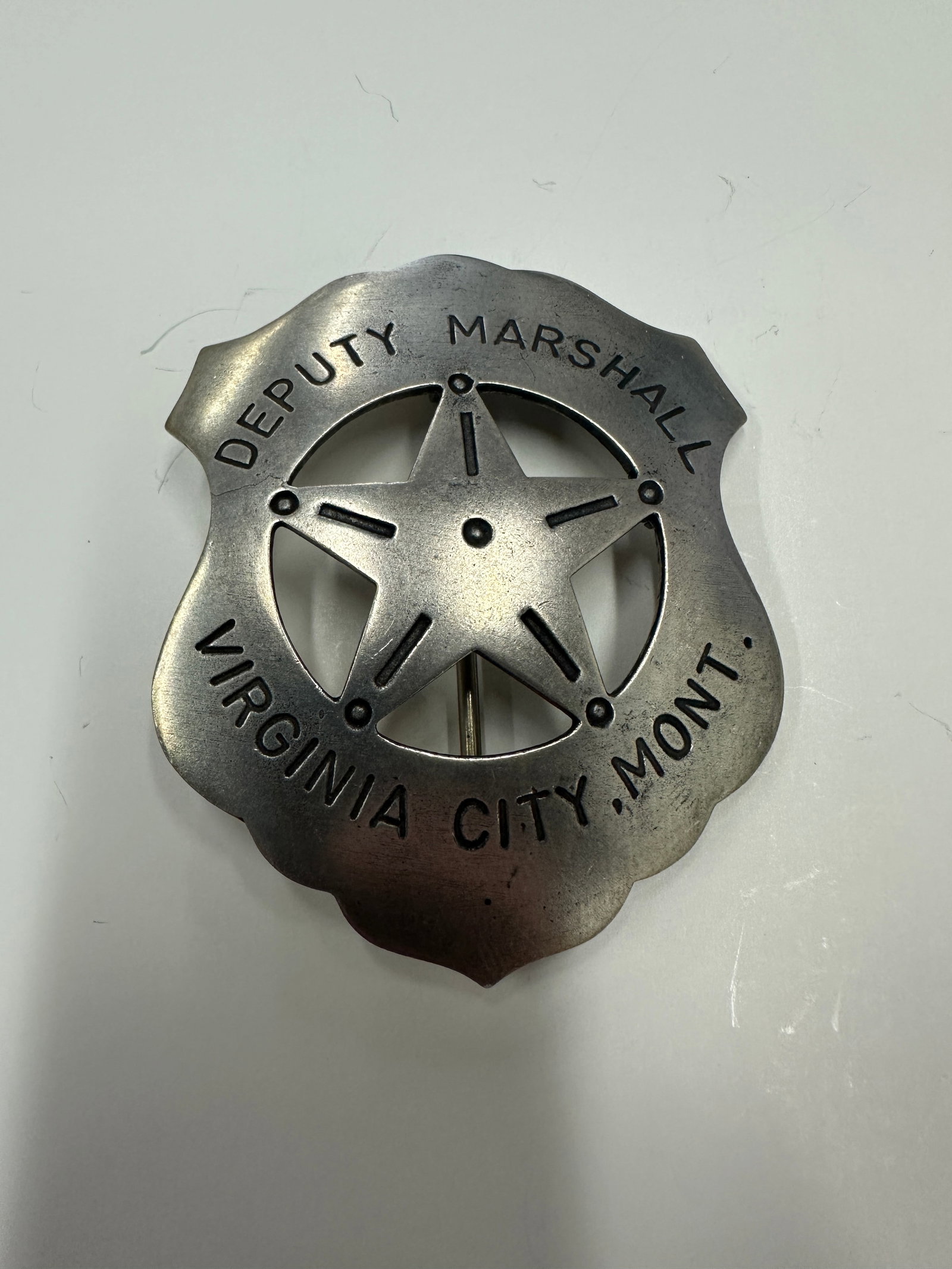 Vintage Obsolete US Marshall Police Badge Virginia City Marked Sterling: Vintage Obsolete US Marshall Police Badge Virginia City Marked Sterling