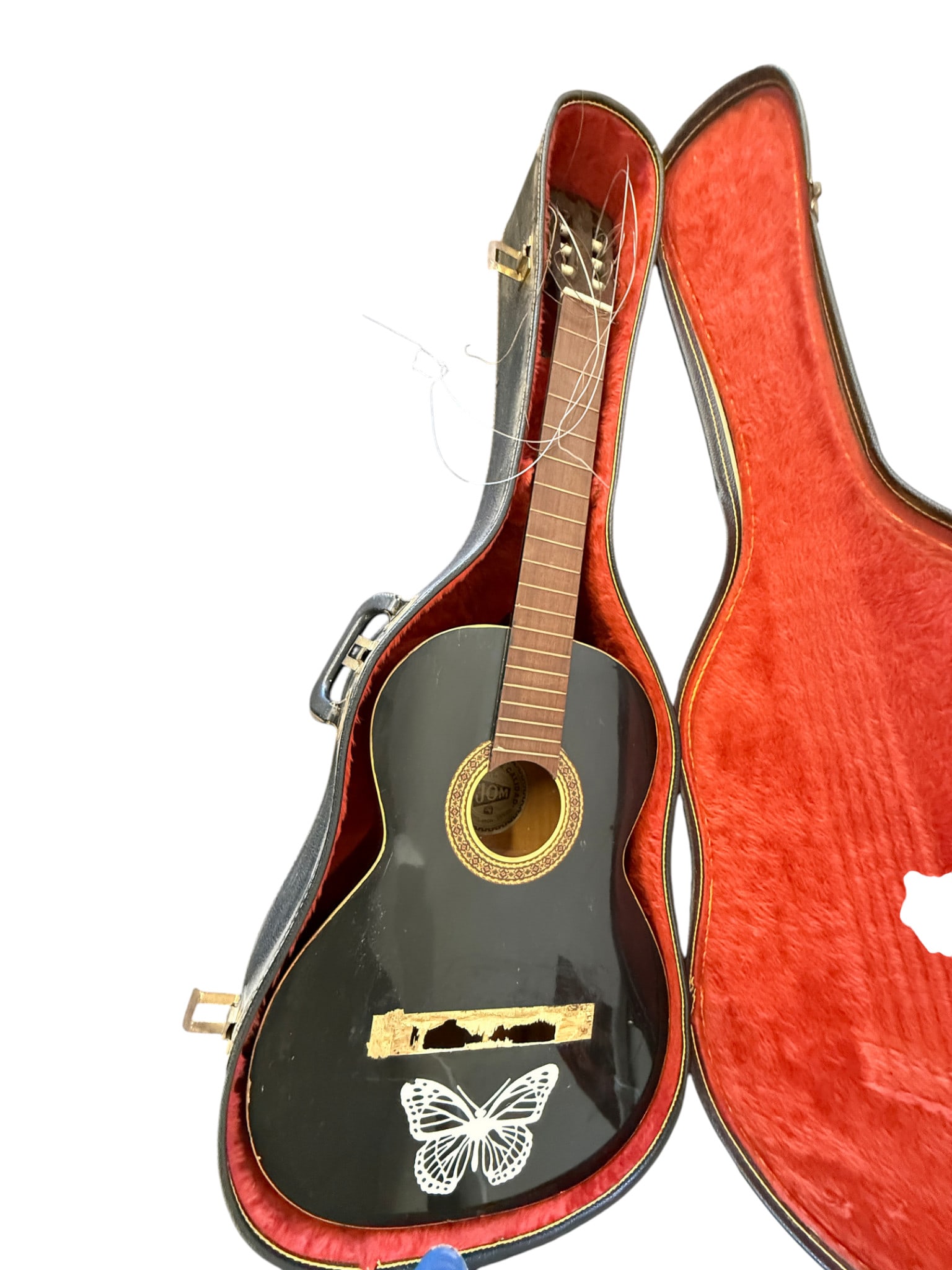 Vintage Black Acoustic Guitar in Case: Vintage Black Acoustic Guitar in Case