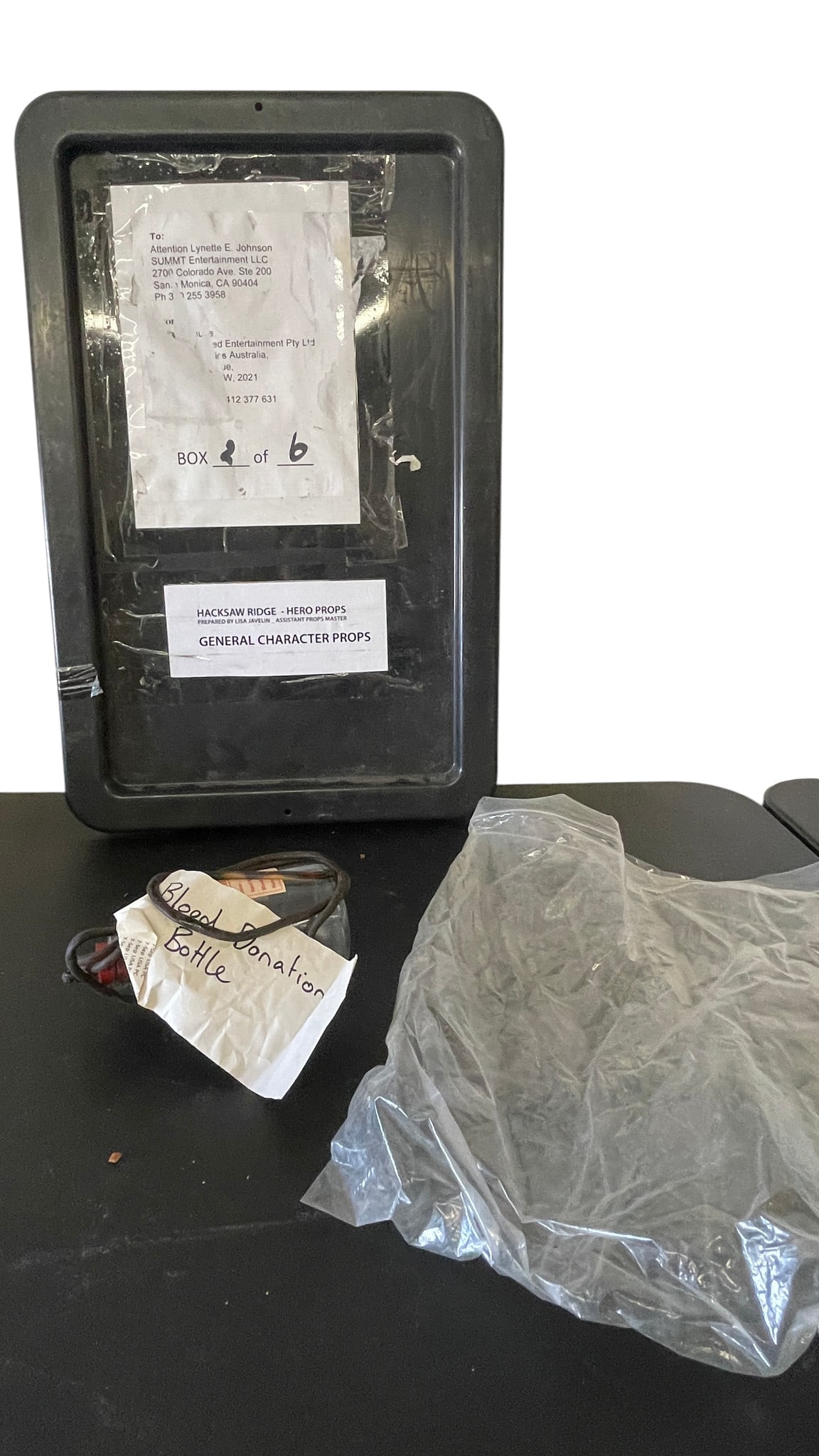 Hacksaw Ridge Original Character Props - Blood Donation Bottle: Hacksaw Ridge Original Character Props - Blood Donation Bottle