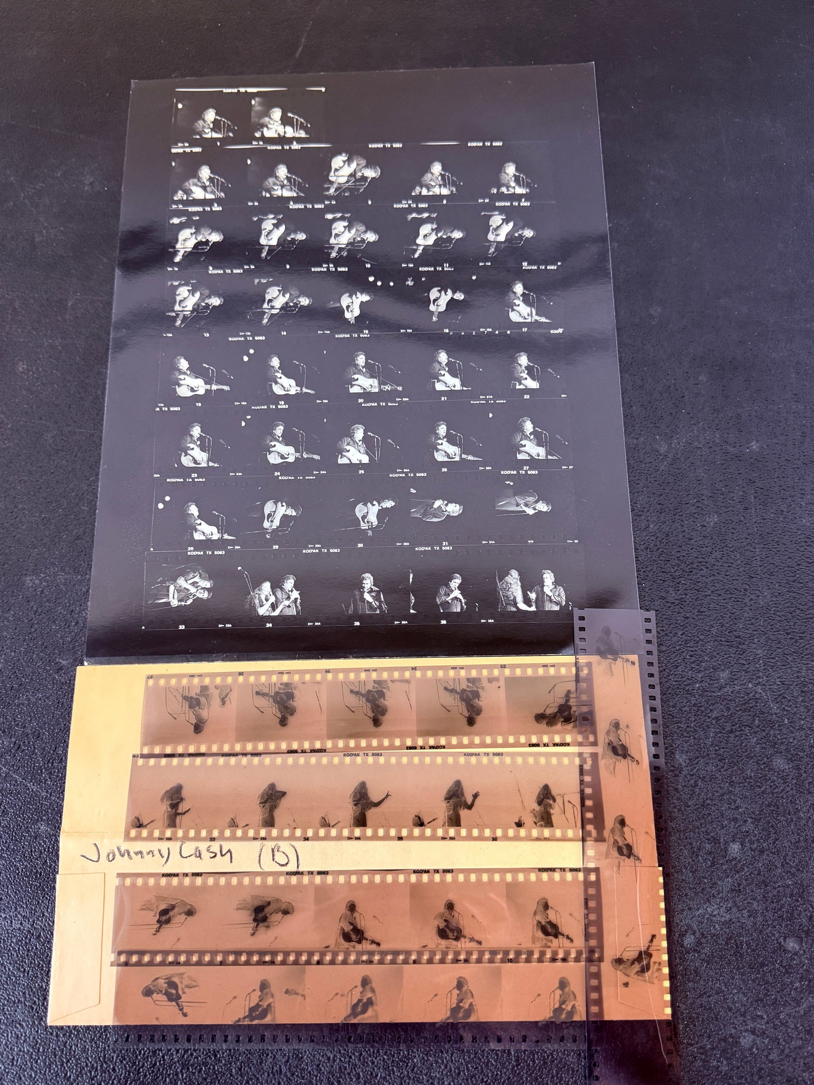 Johnny Cash - Original Concert Performance Photo Negatives and Contact Sheets: Johnny Cash - Original Concert Performance Photo Negatives and Contact Sheets