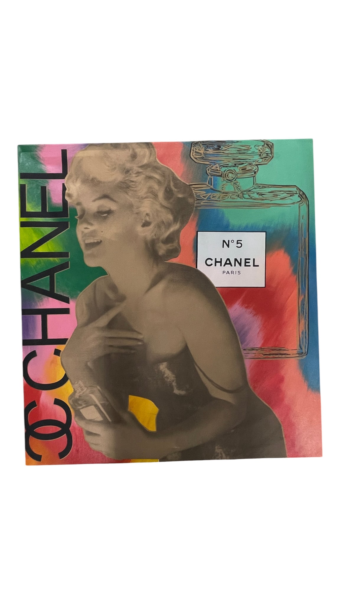 Steve Kaufman - Marilyn Monroe Chanel #5 Silkscreen on Canvas Signed and Numbered on Verso: Steve Kaufman - Marilyn Monroe Chanel #5 Silkscreen on Canvas Signed and Numbered on Verso. Numbered 79/150. 38" x 41".