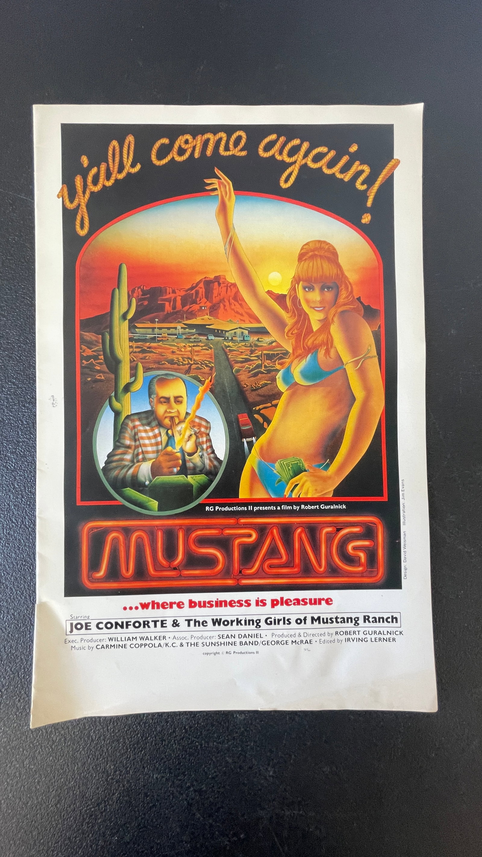 Vintage “Mustang Ranch" Promotional Poster / Film Poster: Vintage “Mustang Ranch” Promotional Poster / Film Poster