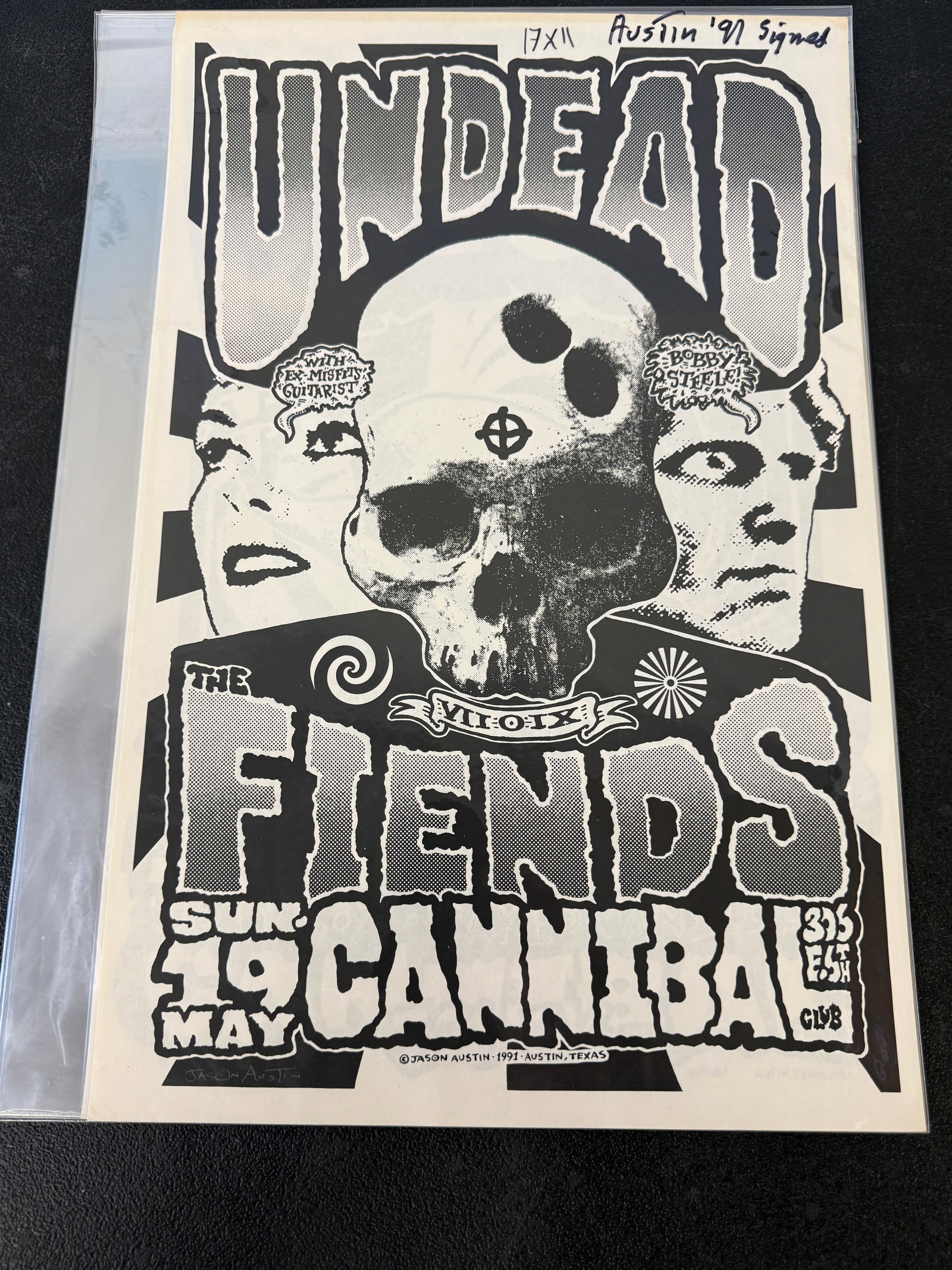Undead Fiends Vintage Concert Poster Signed by Jason Austin 1991 (1 of 4)