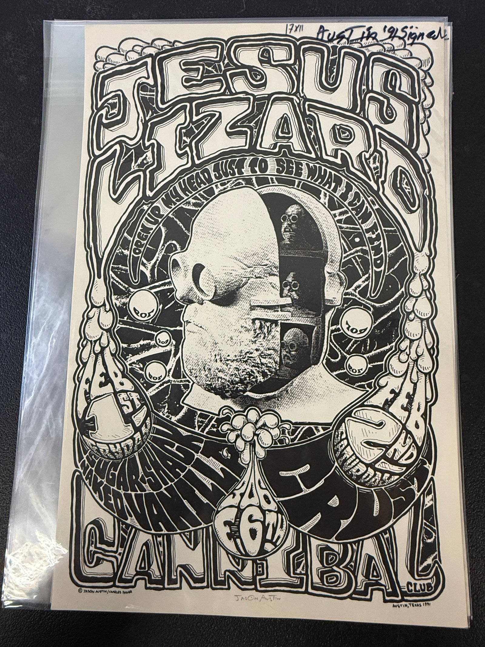 Jesus Lizard at Cannibal Club Vintage Concert Poster Signed by Jason Austin 1991 (1 of 3)