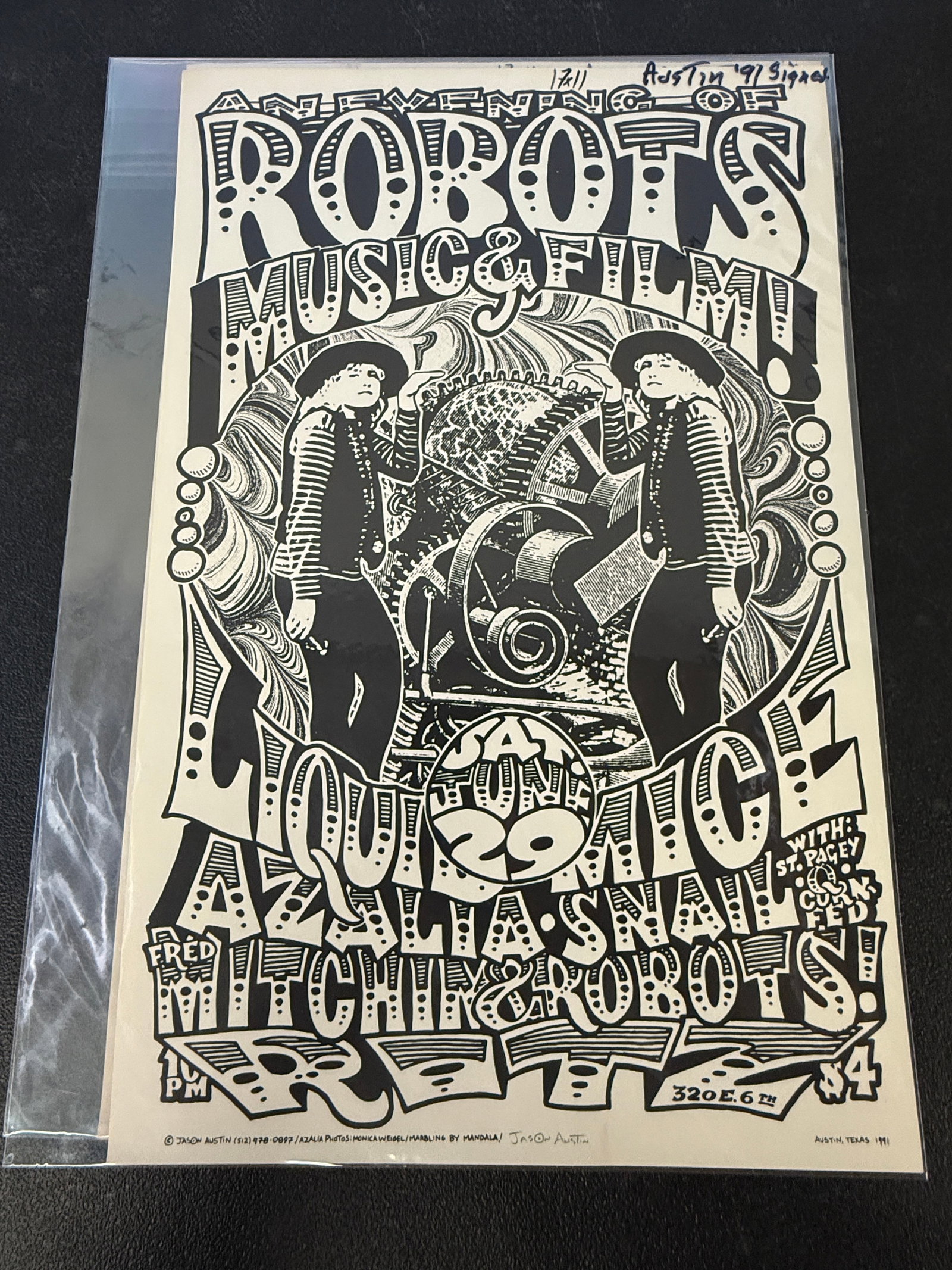 Liquid Mice, Azalia Snail Itchin & Robots Vintage Concert Poster Signed by Jason Austin 1991 (1 of 4)