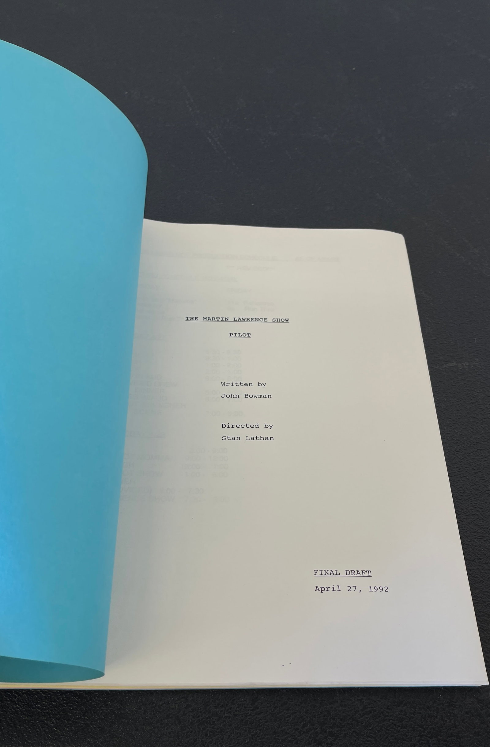 The Martin Lawrence Show "Pilot" 1992 Final Draft Script: The Martin Lawrence Show "Pilot" 1992 Final Draft Script