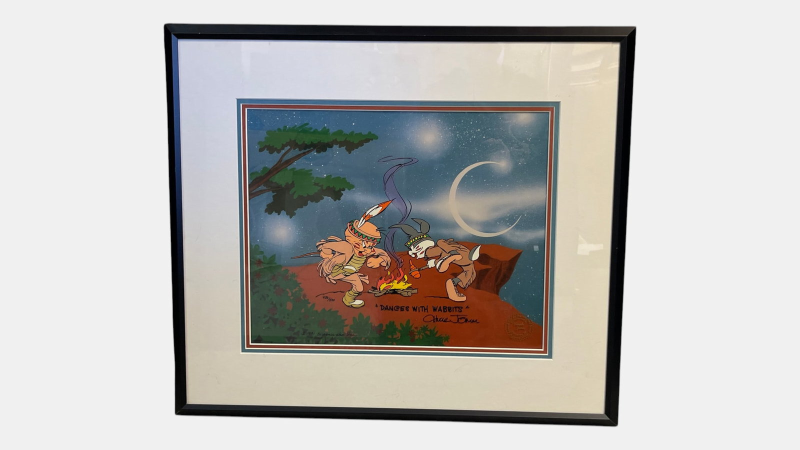 Chuck Jones - "Dances with Wabbits" Signed Limited Edition Original Animation Cel 436/500 with COA: Chuck Jones - "Dances with Wabbits" Signed Limited Edition Original Animation Cel 436/500 with COA. Size with frame: 24 1/2" x 21 1/2". Size of cel: 15 1/2" x 12 1/2".