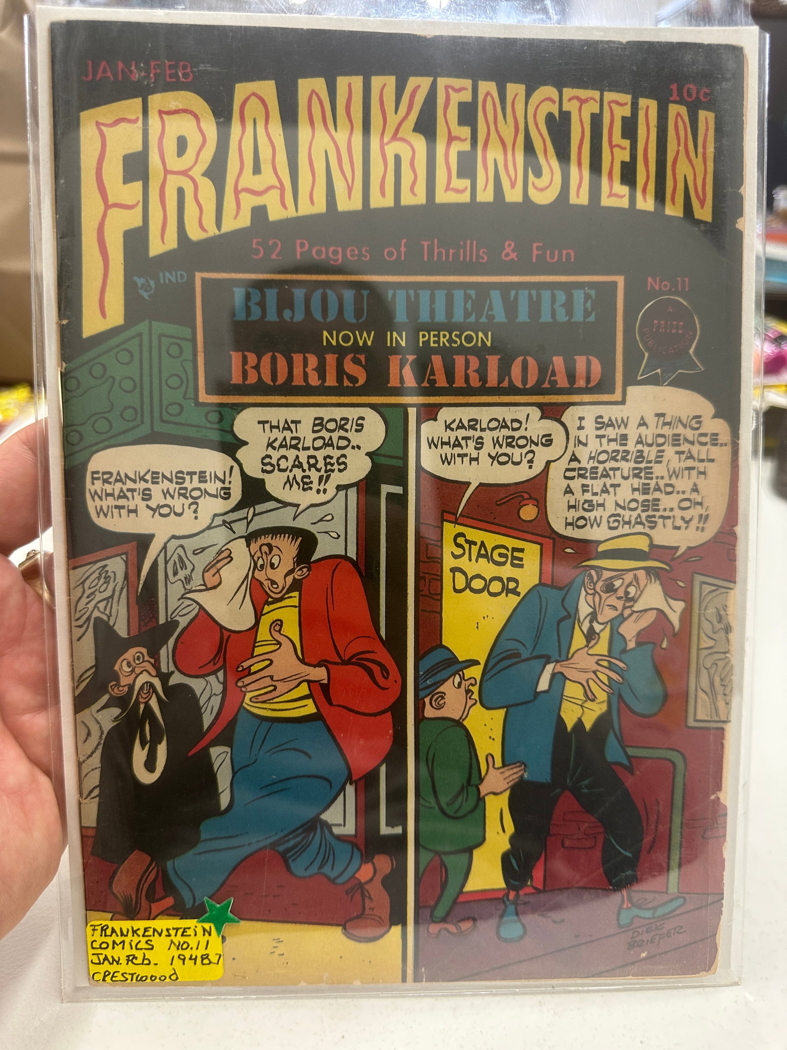 Frankenstein Comics #11, Prize/Crestwood, Jan-Feb 1948 — Boris Karload Cover (1 of 2)