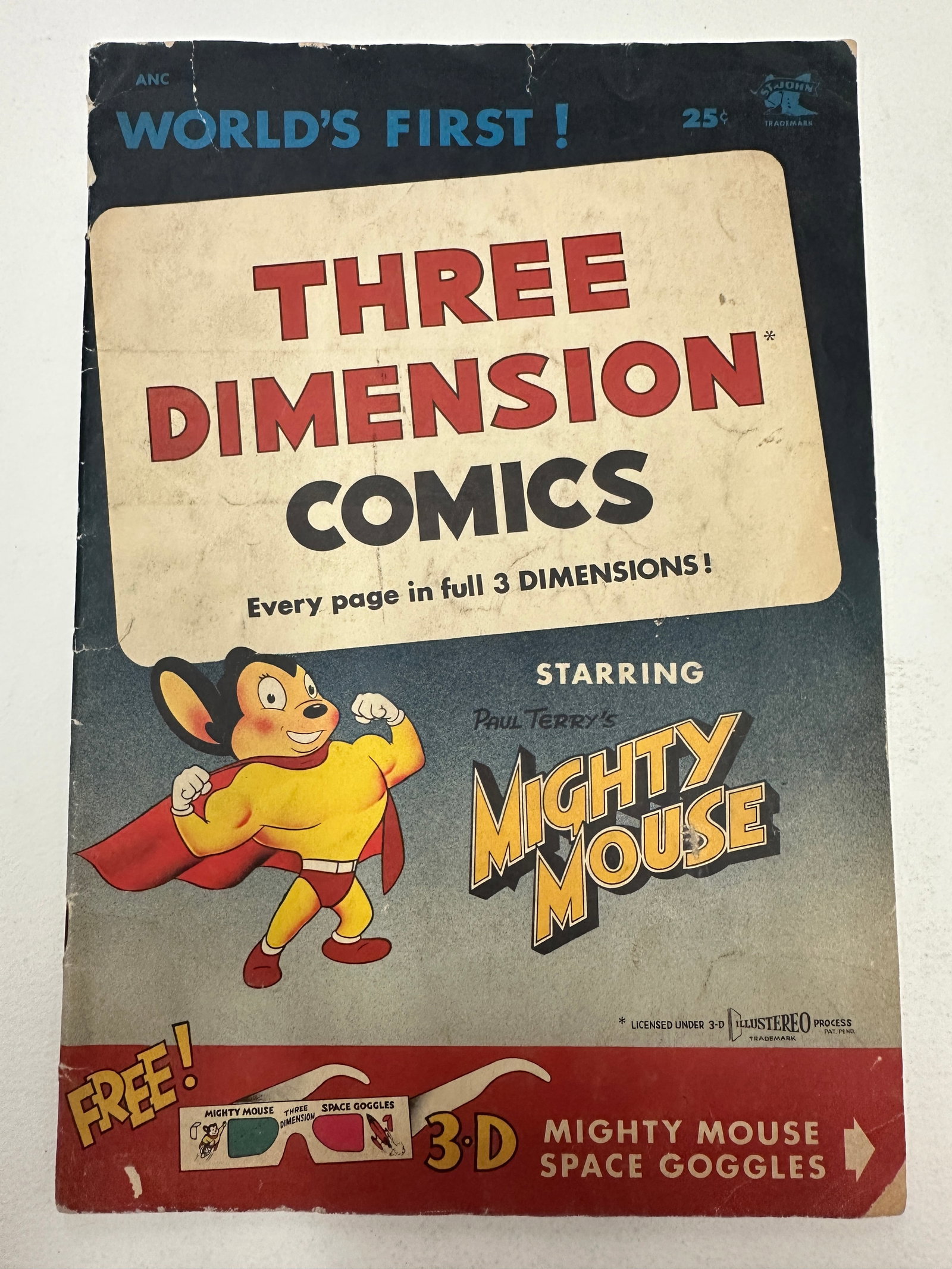Three Dimension Comics Starring Mighty Mouse #1, St. John, 1953 — World's First 3D Comic (1 of 3)