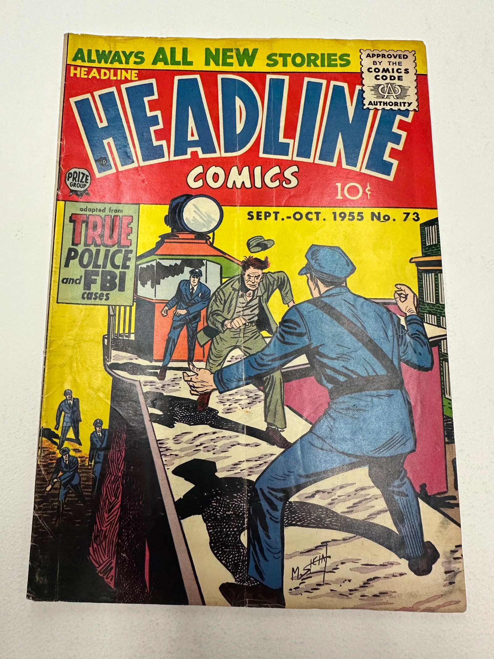 Headline Comics #73, Prize Group, Sept-Oct 1955 — True Police & FBI Cases (1 of 3)