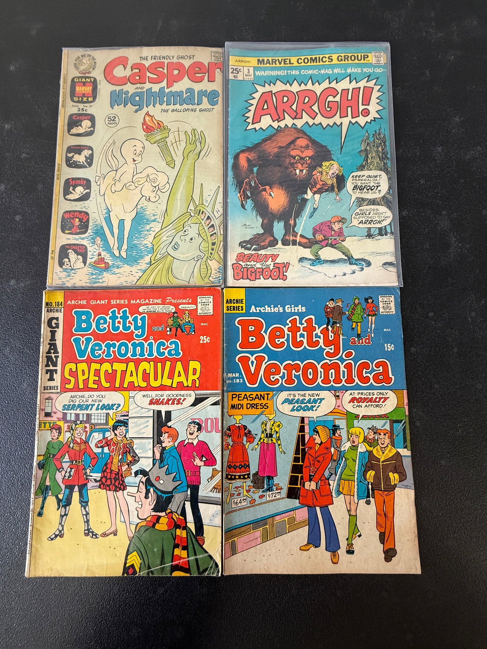 Lot of 4 Vintage Comics: Marvel, Archie & Harvey (1960s–70s) (1 of 2)