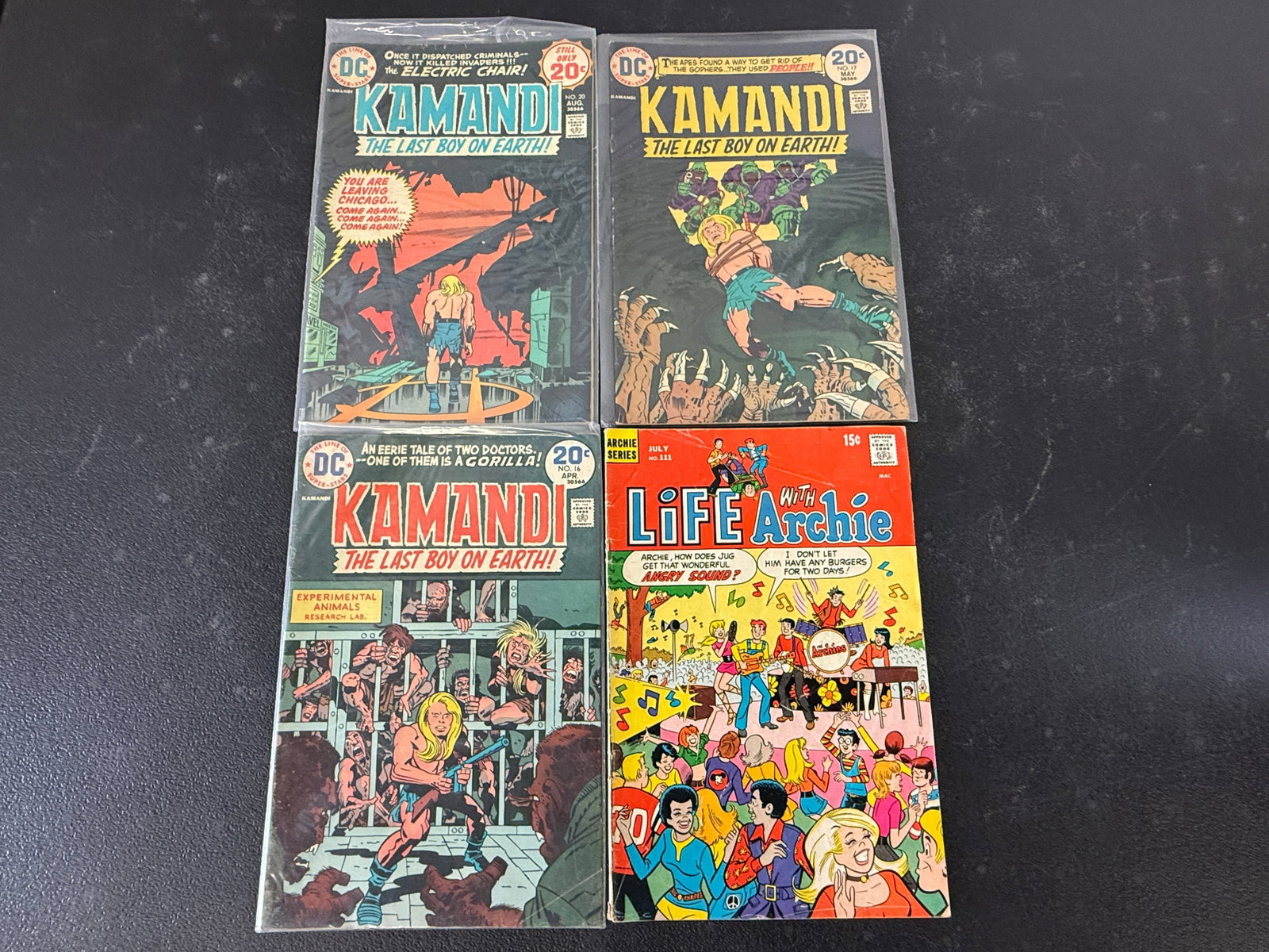 DC Kamandi The Last Boy on Earth #16, #20, #17 + Life With Archie #111 — Bronze Age Comic Lot (1 of 2)