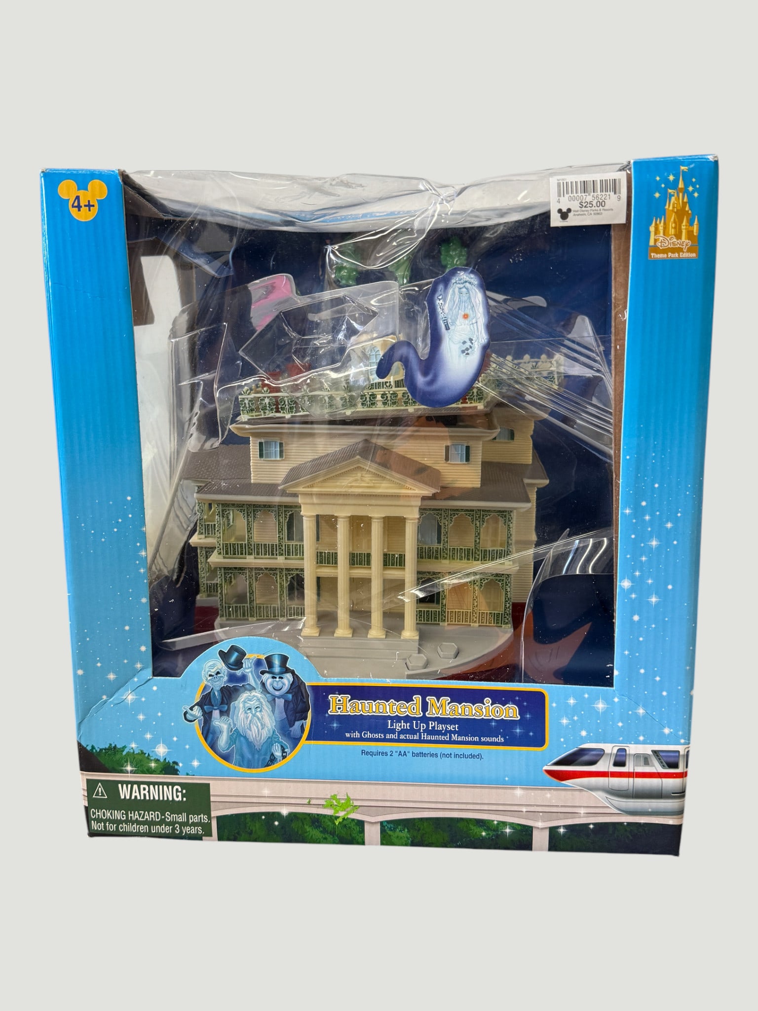 Disney Theme Park Edition Haunted Mansion Light Up Playset with Ghost Figures: Disney Theme Park Edition Haunted Mansion Light Up Playset, sold exclusively at Disney Parks for $25.00 retail. The set includes a detailed replica of the iconic Haunted Mansion building, ghost figure