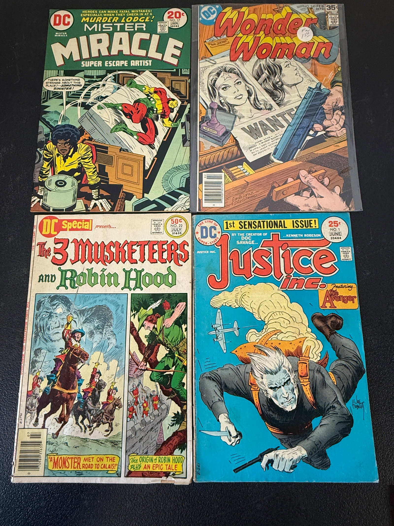 DC Comics Bronze Age Lot: Wonder Woman, Justice Inc. #1, Mister Miracle, 3 Musketeers (1 of 2)