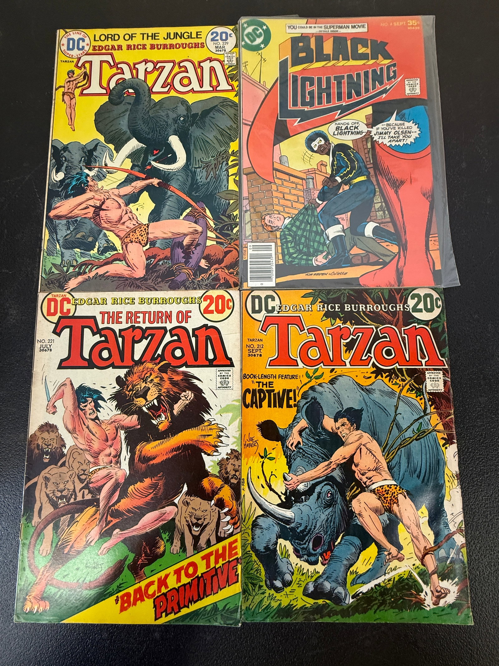 DC Comics Lot: Black Lightning #4 & Three Tarzan Issues, 1970s (1 of 2)