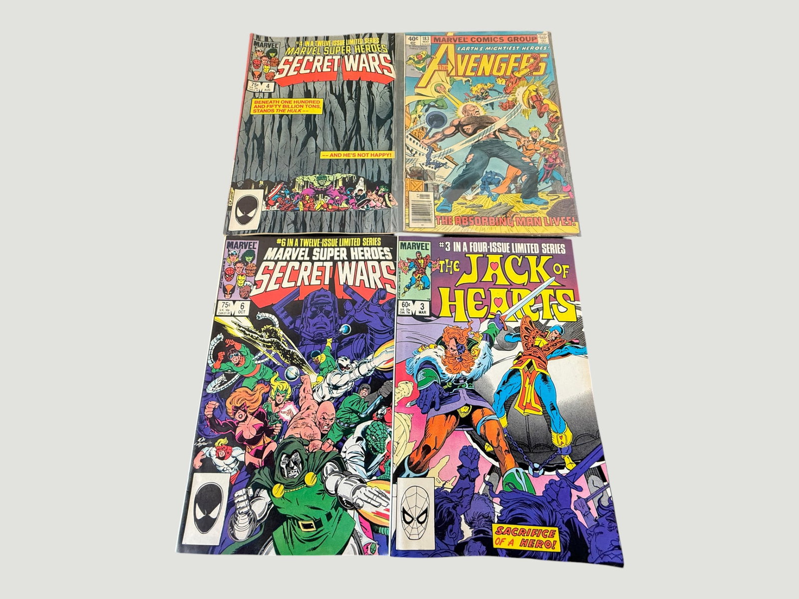 Marvel Comics Lot: Secret Wars #4 & #6, Avengers #183, Jack of Hearts #3 (1 of 2)