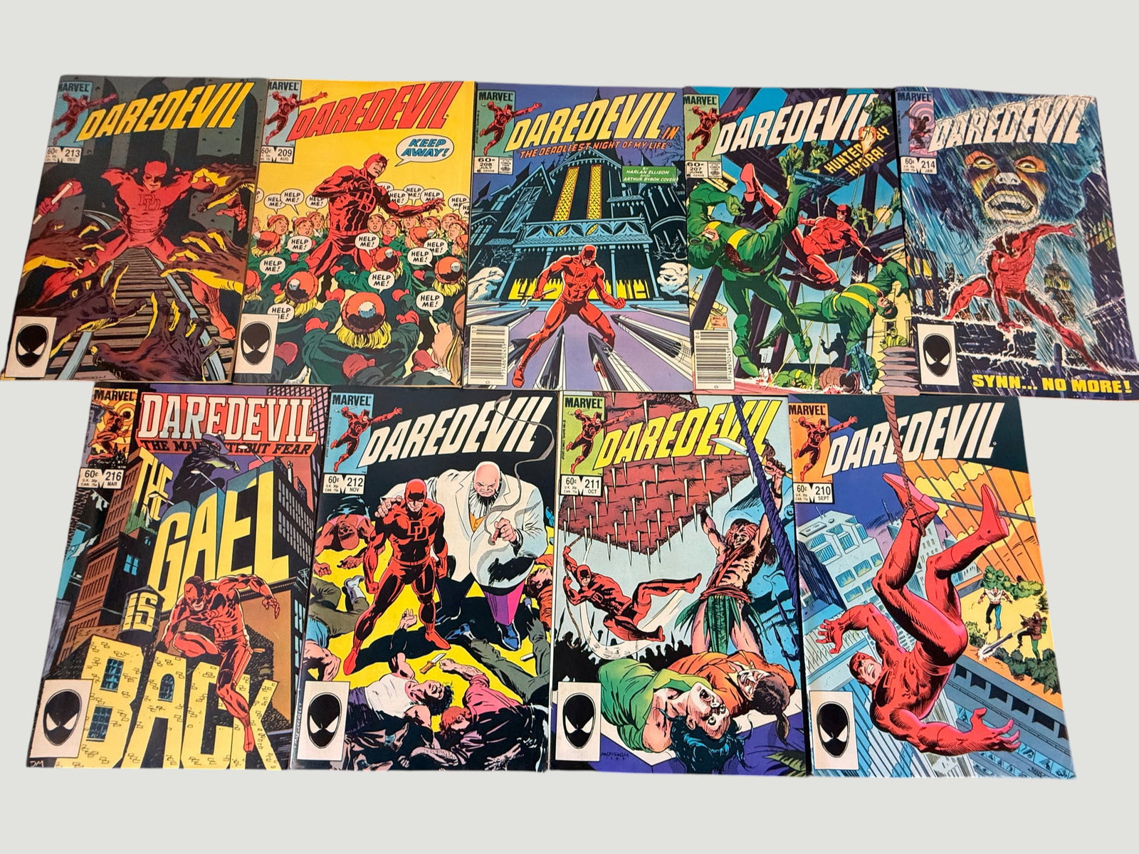 Marvel Comics Daredevil Issues #209–#216 (1984–1985) — 9-Issue Run (1 of 2)