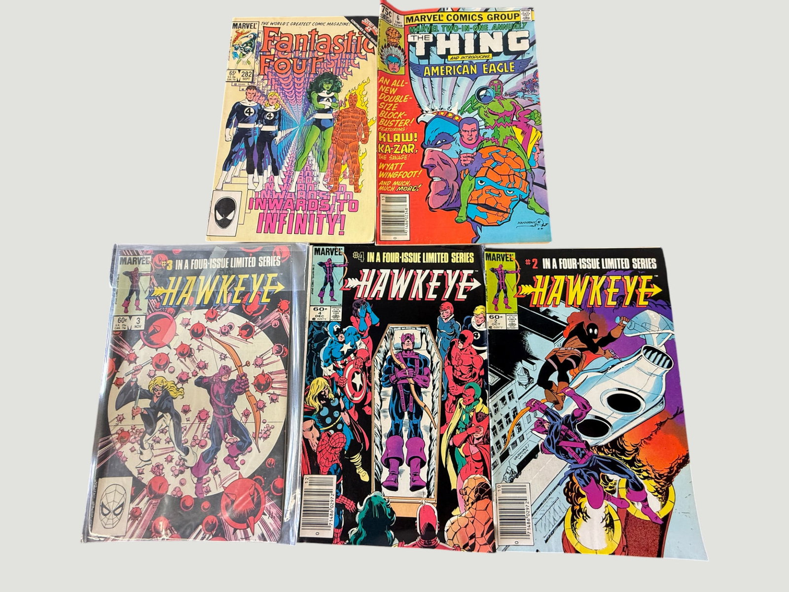 Marvel Comics Lot: Hawkeye #2-4, Fantastic Four #282, Marvel Two-In-One Annual (1 of 2)