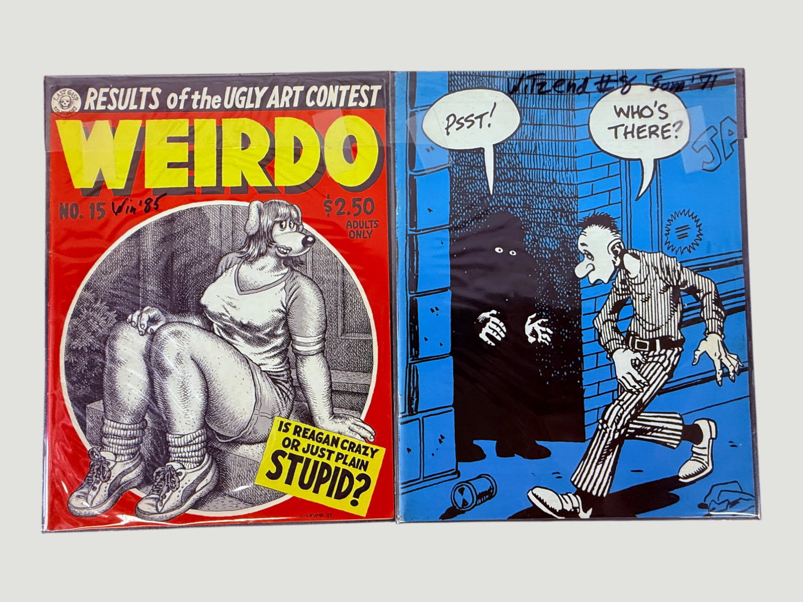 Weirdo #15 (Last Gasp, 1985) R. Crumb + Witzend #8 (1971) Underground Comics: A pair of underground/alternative comics publications: Weirdo No. 15 (Winter 1985), published by Last Gasp and edited/illustrated by R. Crumb, featuring the 'Results of the Ugly Art Contest' cover and