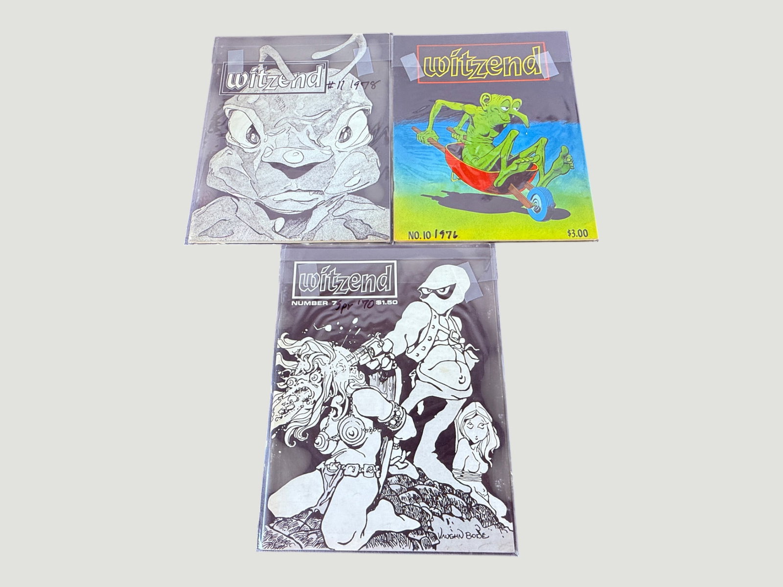 Witzend Underground Comics #7 (1970), #10 (1976) & #11 (1978) — 3 Issues: A collection of three issues of Witzend, the influential underground/independent comics anthology magazine originally founded by Wally Wood in 1966. The lot includes Issue #7 (Spring 1970, $1.50 cover