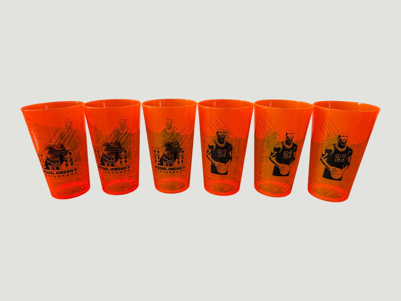 Michael Jordan's Restaurant Chicago Set of 6 Orange Plastic Souvenir Cups (1 of 3)