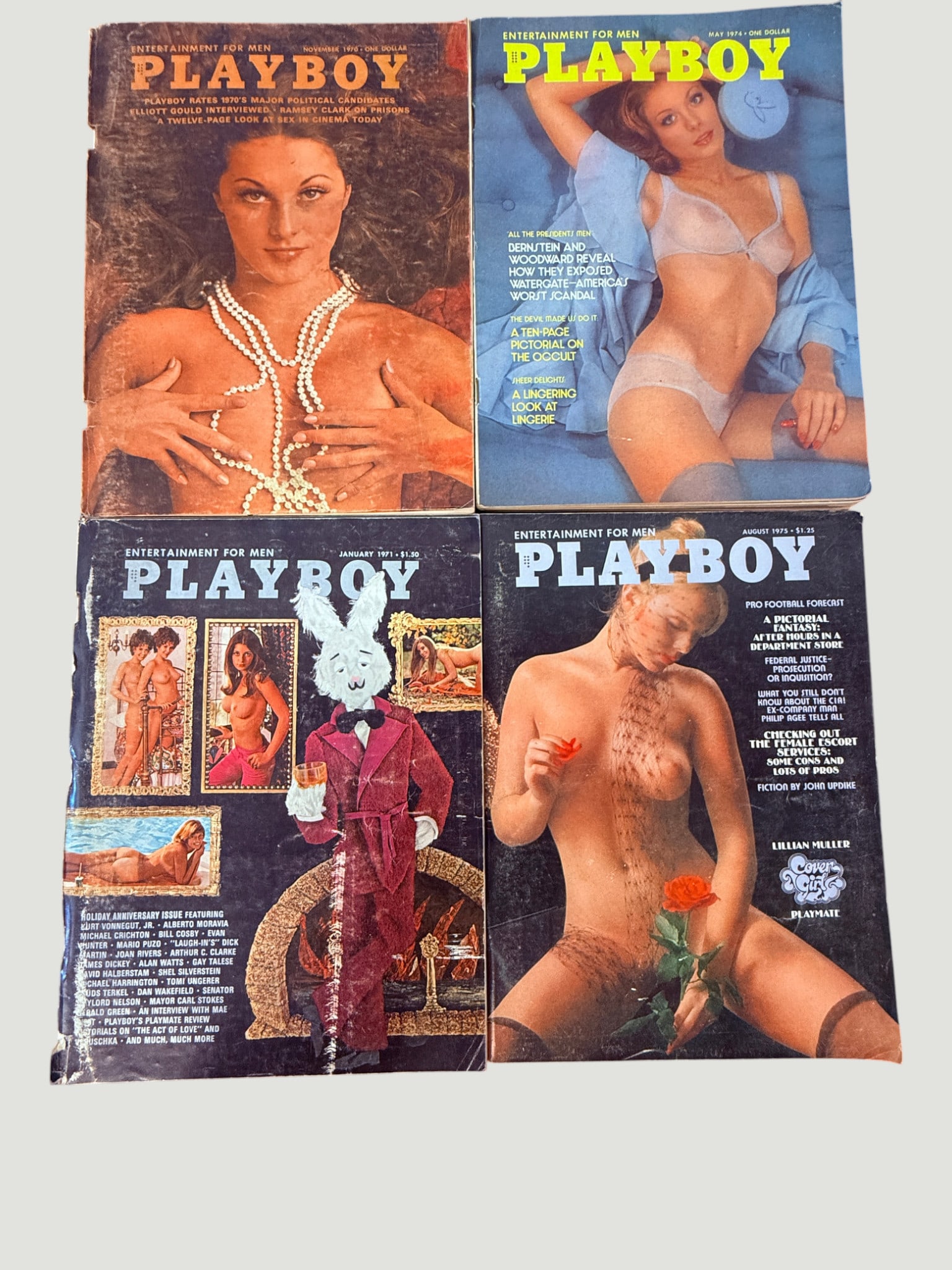 Playboy Magazine Lot x4: Jan 1971, Aug 1973, May 1974, Nov 1974 (1 of 2)