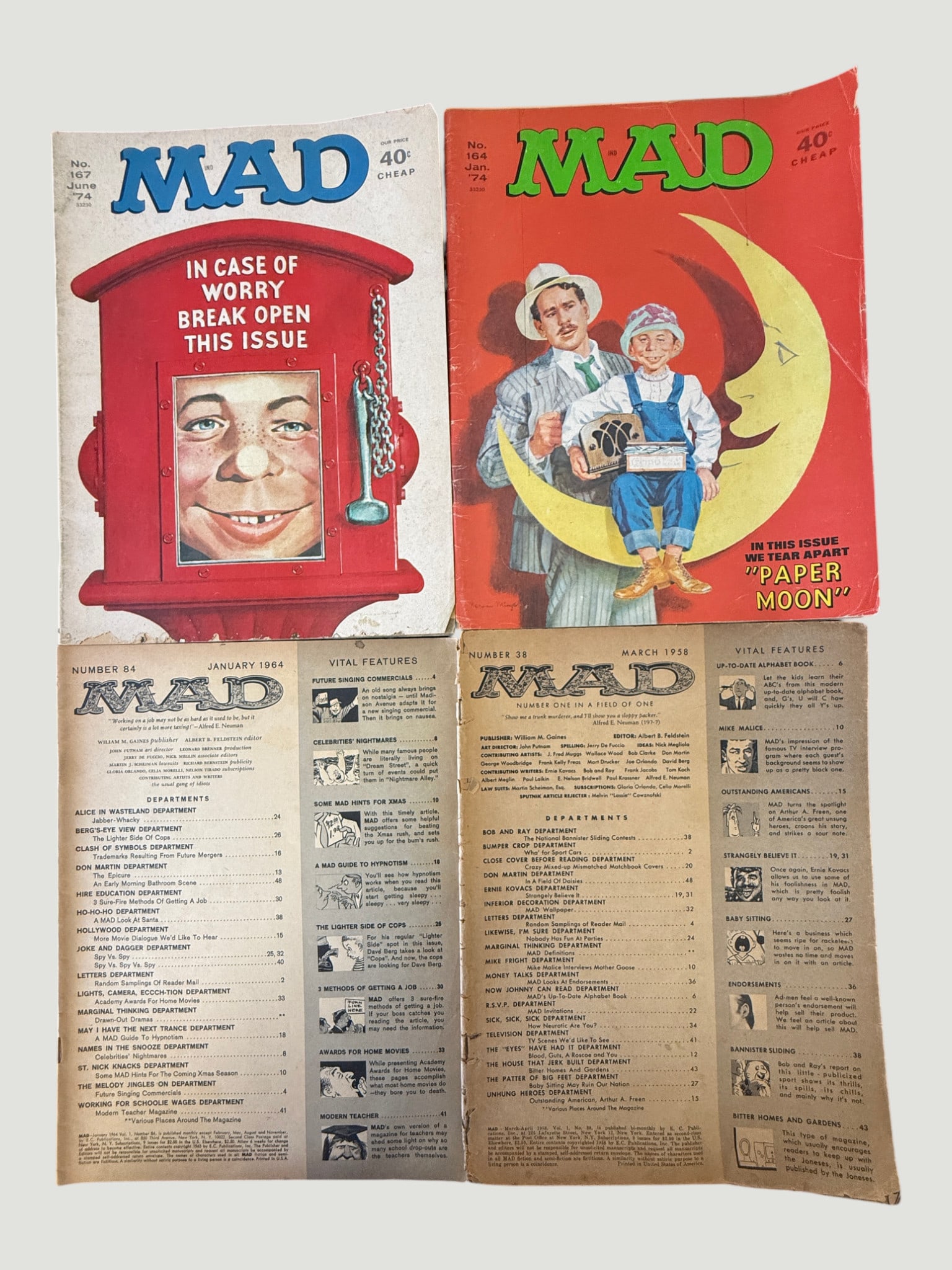 MAD Magazine Collection x4 Issues: #38 (1958), #84 (1964), #164 & #167 (1974) (1 of 2)