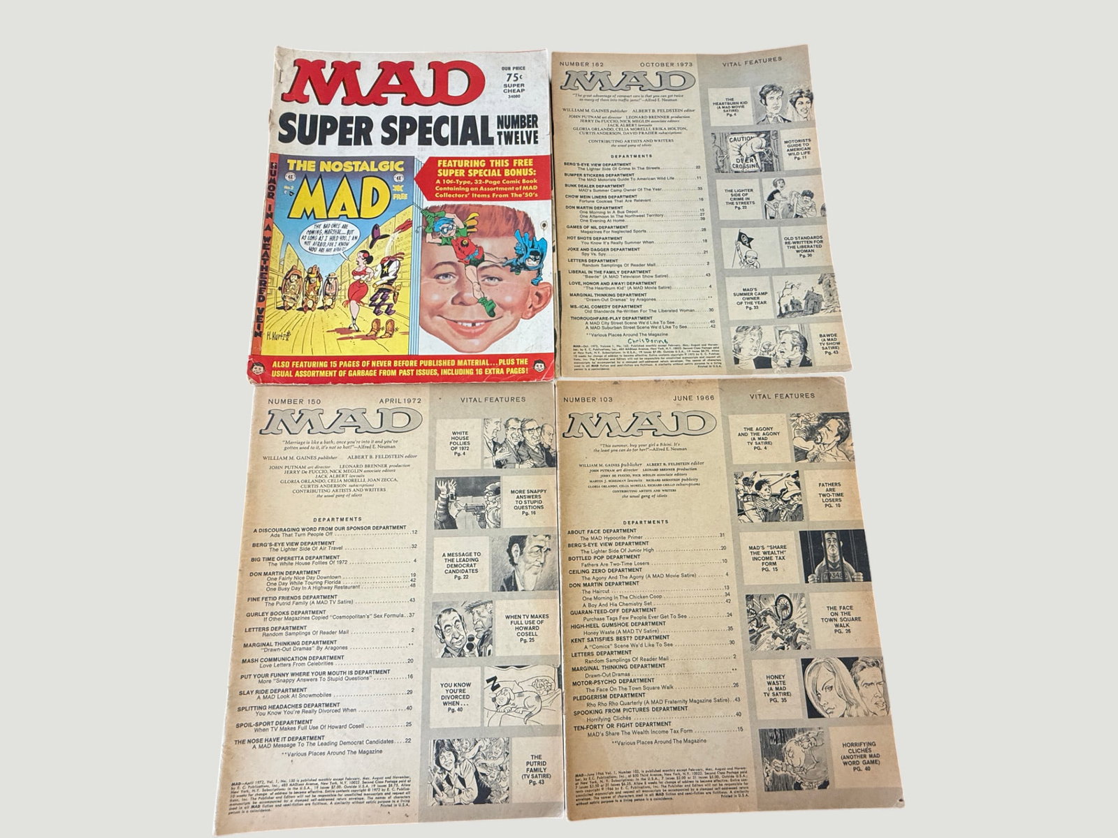 MAD Magazine Lot: Super Special #12, Issues #103, #150 & #162, 1966–1973 (1 of 2)