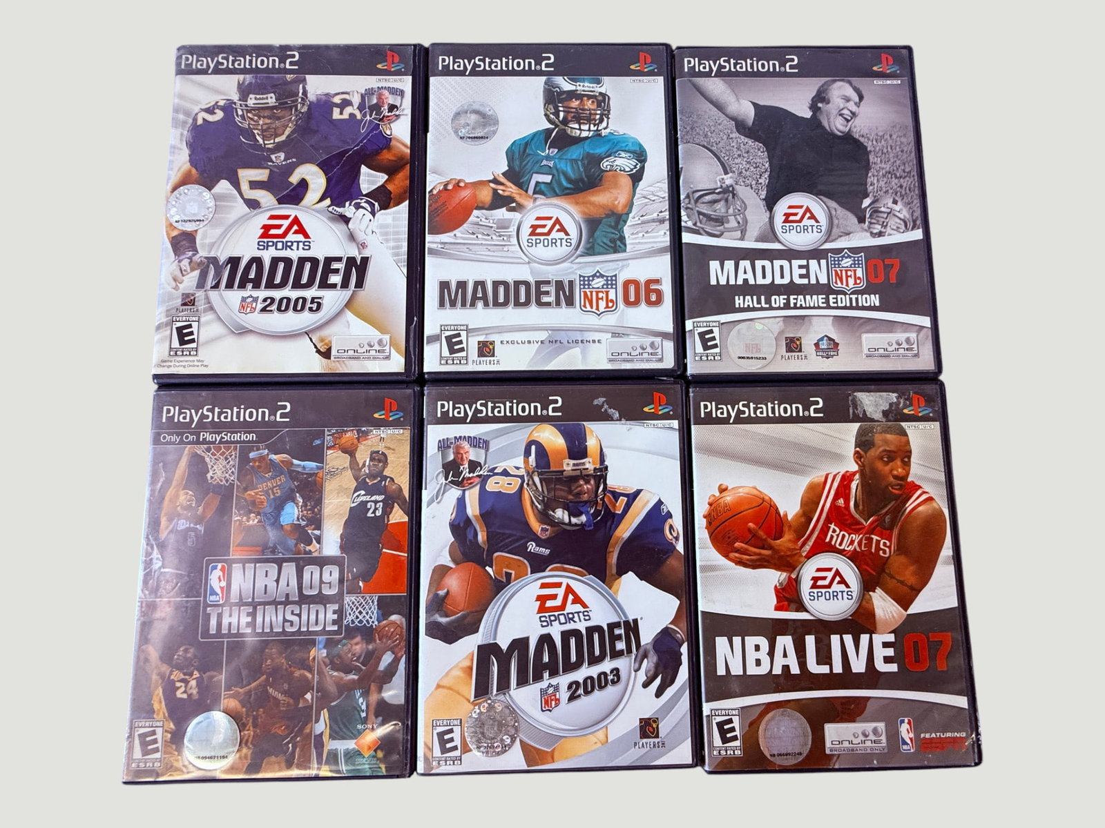 PlayStation 2 Sports Games Lot x6 — Madden 2003/05/06/07, NBA Live 07, NBA 09 (1 of 2)