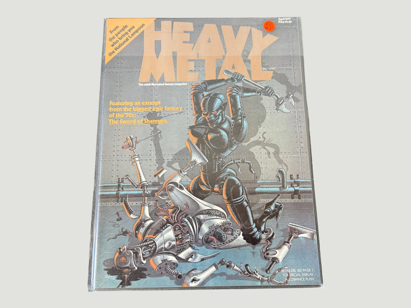 Heavy Metal Magazine Vol. 1 #1 April 1977 Debut Issue National Lampoon: The highly sought-after debut issue of Heavy Metal Magazine, Volume 1 Number 1, published April 1977 by HM Communications, an offshoot of National Lampoon. This landmark first issue features the tagli
